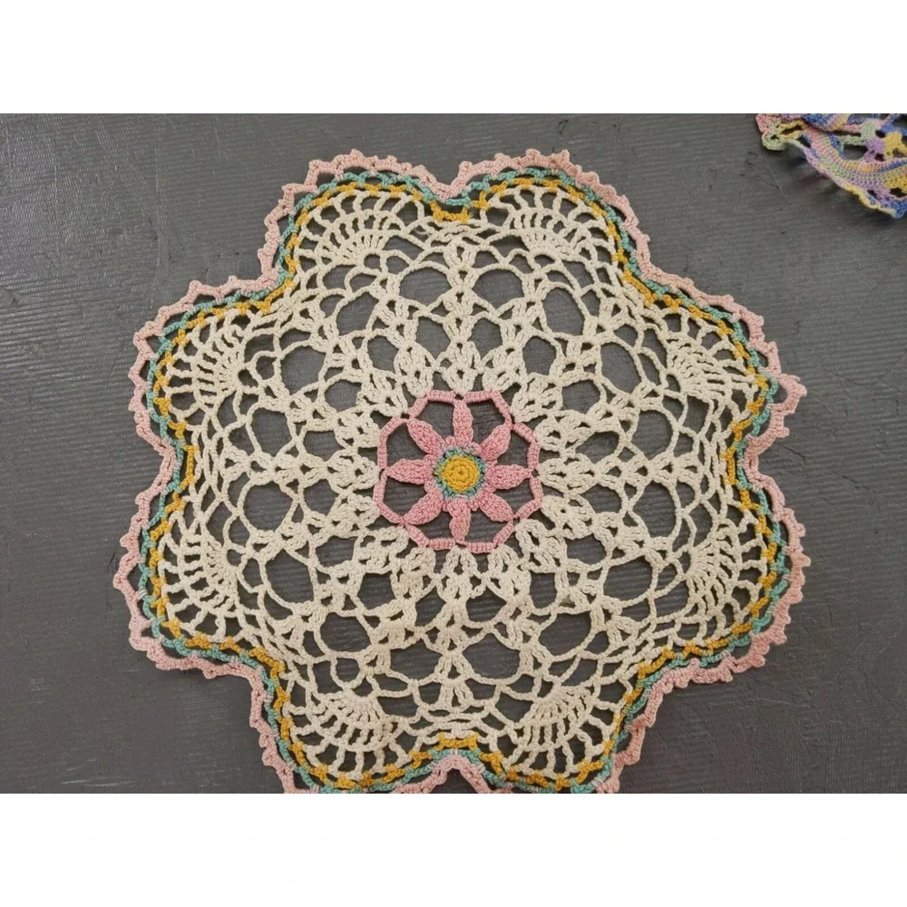 Vintage Set of‎ 2 Crochet Table Doily 10